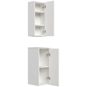 Posseik Badschrank-Set Limes, 2-teilig, Weiß Hochglanz, zur Wandmontage. Bad-Einbauschrank mit offenen Türen.