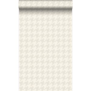 Origin Wallcoverings Tapete Hahnentritt-Muster Weiß und Silber 53 cm x 10.05 m
