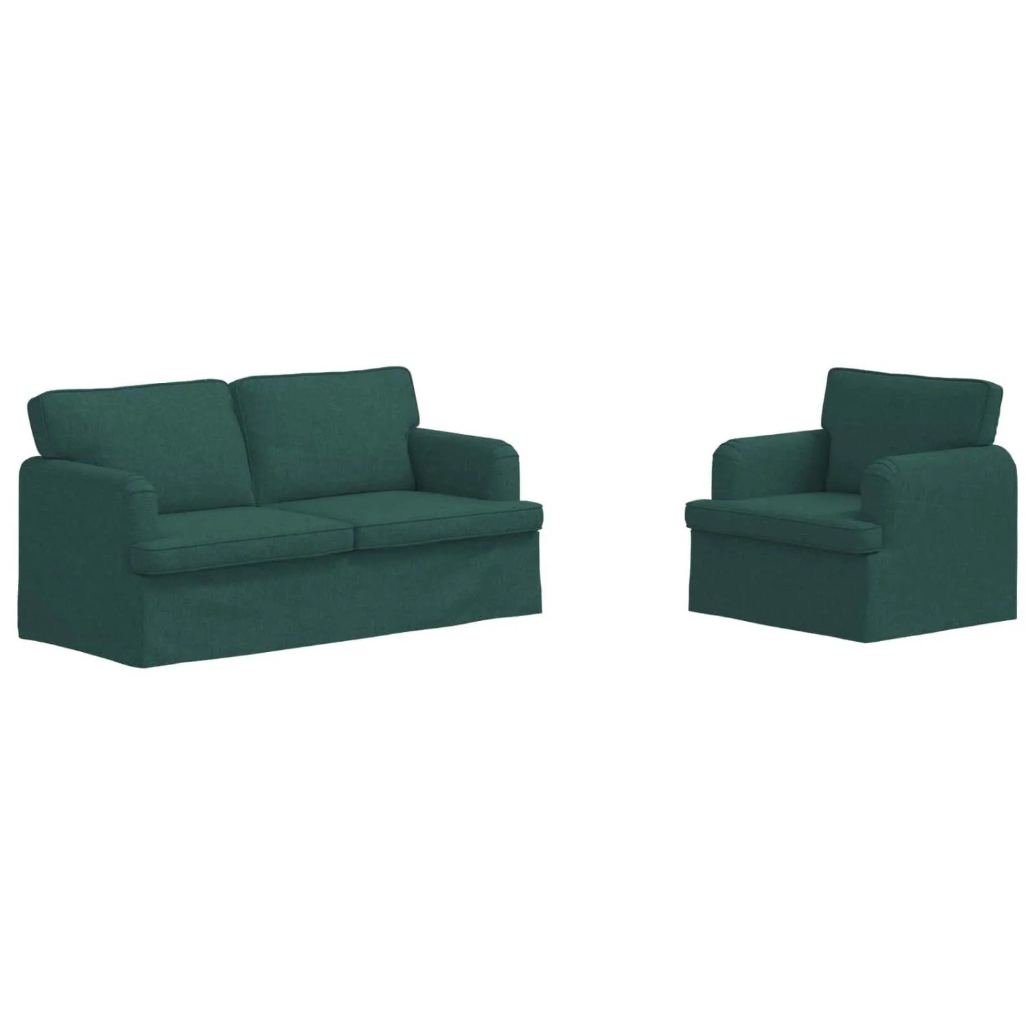 vidaXL Sofa 2-Tlg Dunkelgrün 162 x 80 x 85 cm Stoff 3407563