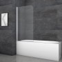 Aurlane Badewannenfaltwand Silver Classic, 80x140cm, Chrom, 1-flügelig auf Badewanne montiert.