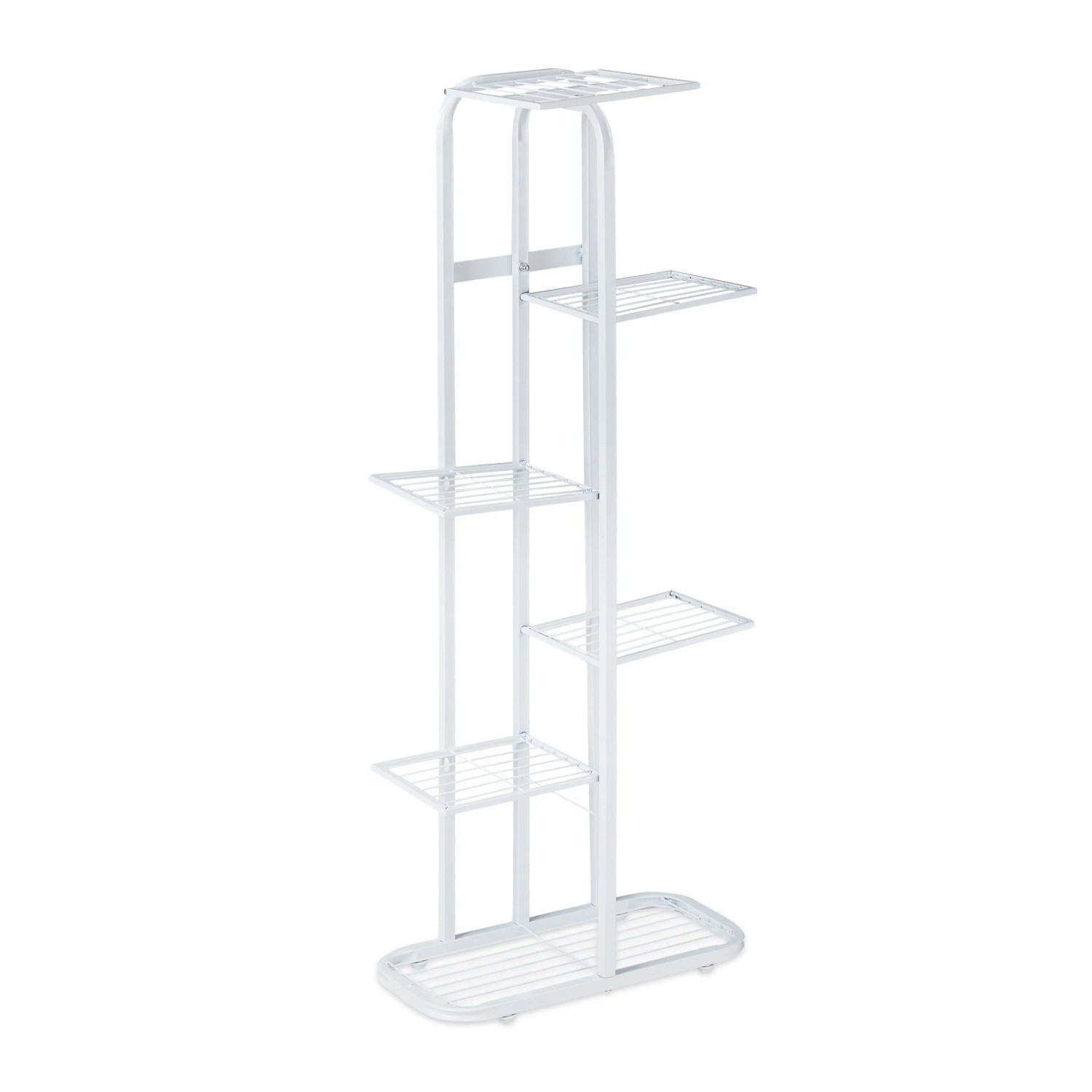 Relaxdays Blumentreppe Stahl Weiß 6 Etagen 107 cm x 44 cm x 24 cm 2,9 kg