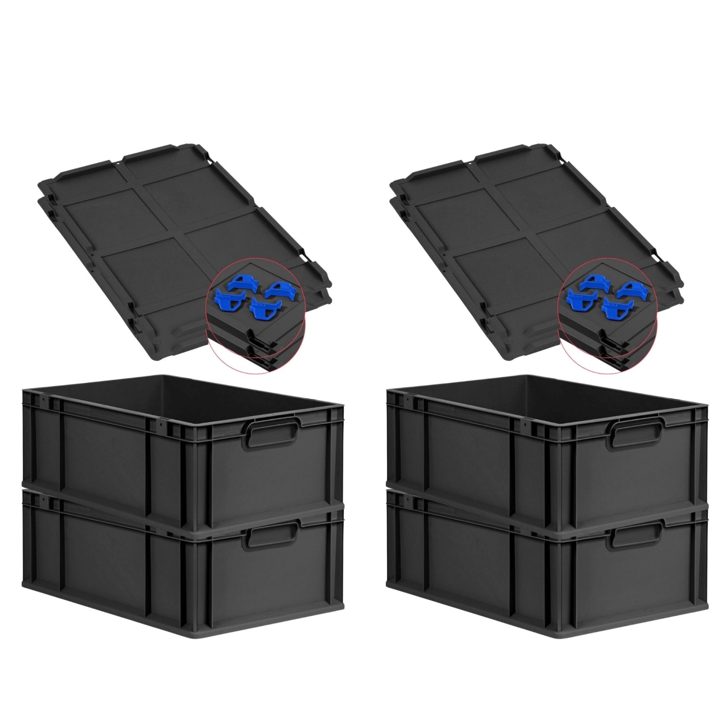 PROREGAL SuperSparSet 4x Eurobox Nextgen Grip Mit Auflagedeckel Und Blauen günstig online kaufen