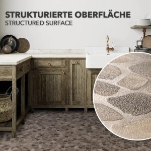 Karat CV Bodenbelag Atlantic Selby in Steinoptik im Küchenbereich.