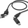 Schwarzes Hama Multi-Ladekabel 4 in 1 mit USB-C, USB-A und Micro-USB Anschlüssen, 1,5 m lang.