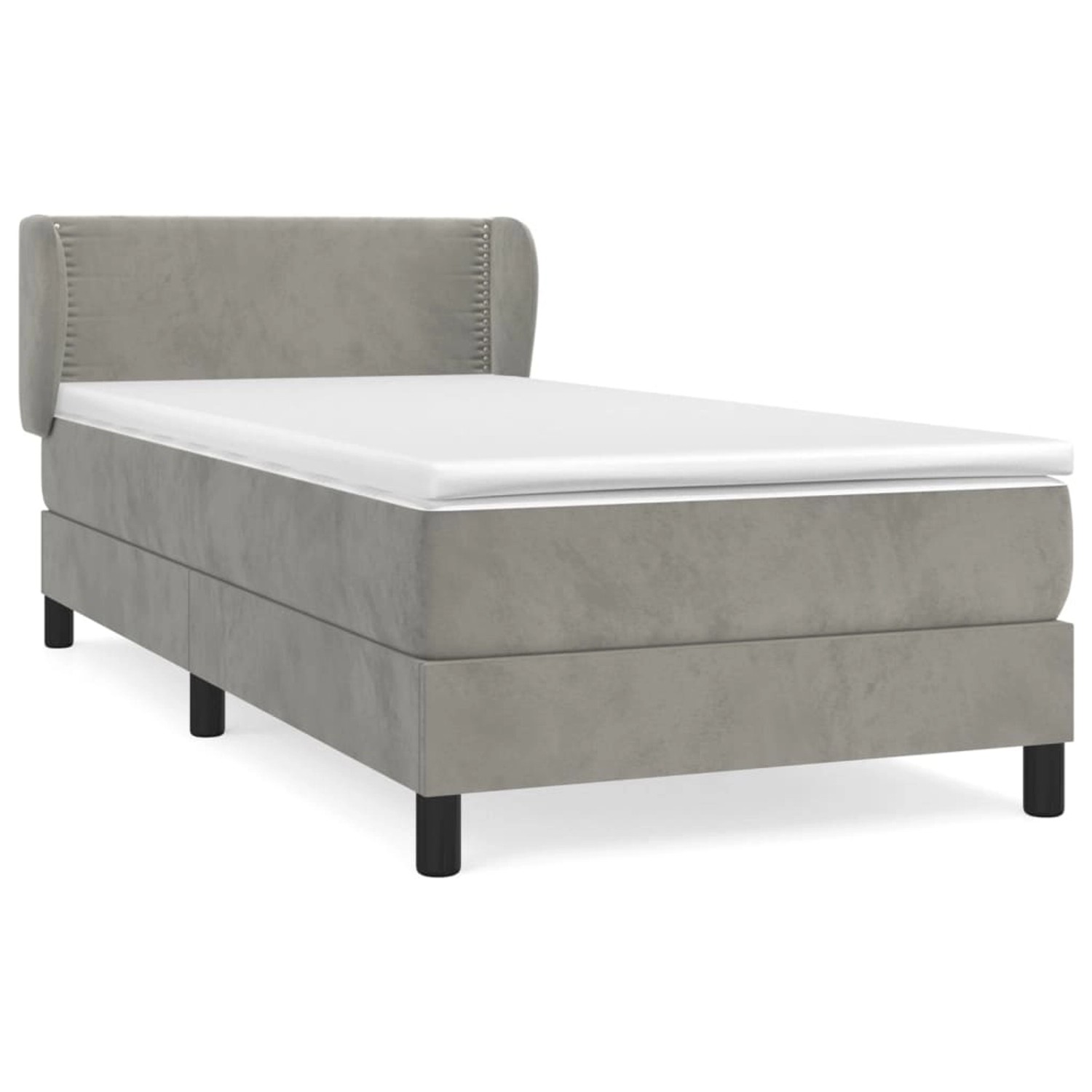 vidaXL Boxspringbett mit Matratze Hellgrau 100x200 cm Samt1537163 günstig online kaufen