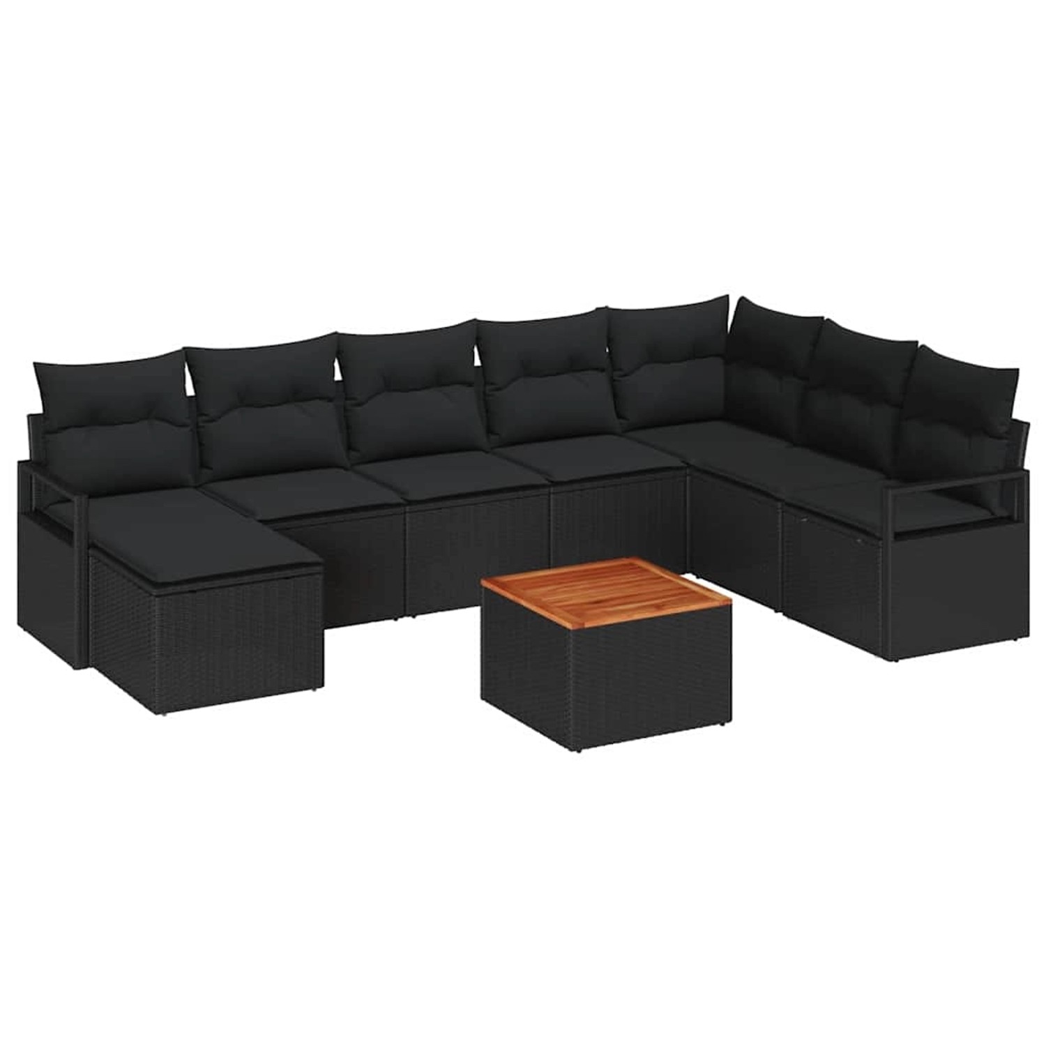 vidaXL Garten-Sofa-Set mit Kissen 9-Tlg Schwarz Poly Rattan 3347744 günstig online kaufen