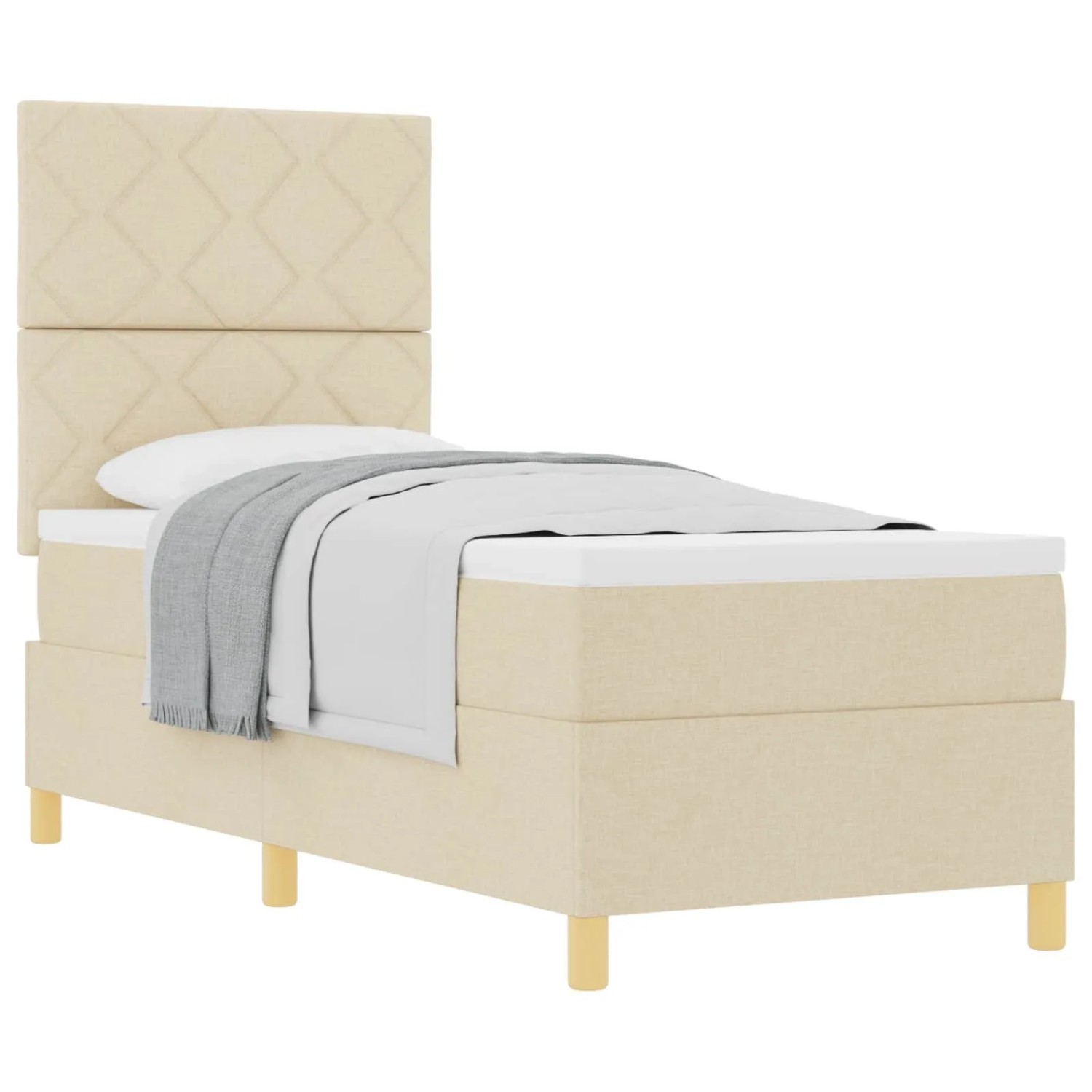 vidaXL Boxspringbett mit Matratze mit Kopfteil Creme 80 x 200 cm Stoff 3339656