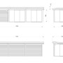 Skizze des Palmako Pavillon Lenna Set 417 mit Maßen, Holz und Schiebetüren.