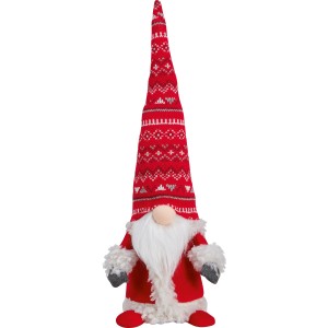 Weihnachtswichtel, 47 cm, rot-weiße Weihnachtsdekoration zum Hinstellen.