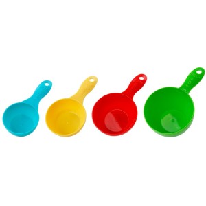 Fackelmann Messlöffel-Set, 4-teilig, in bunten Farben. Küchenhelfer zum Abmessen von Zutaten.