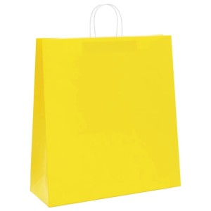 Gelbe vidaXL Papiertragetasche mit weißen Henkeln, 45x17x48 cm, 250 Stück.