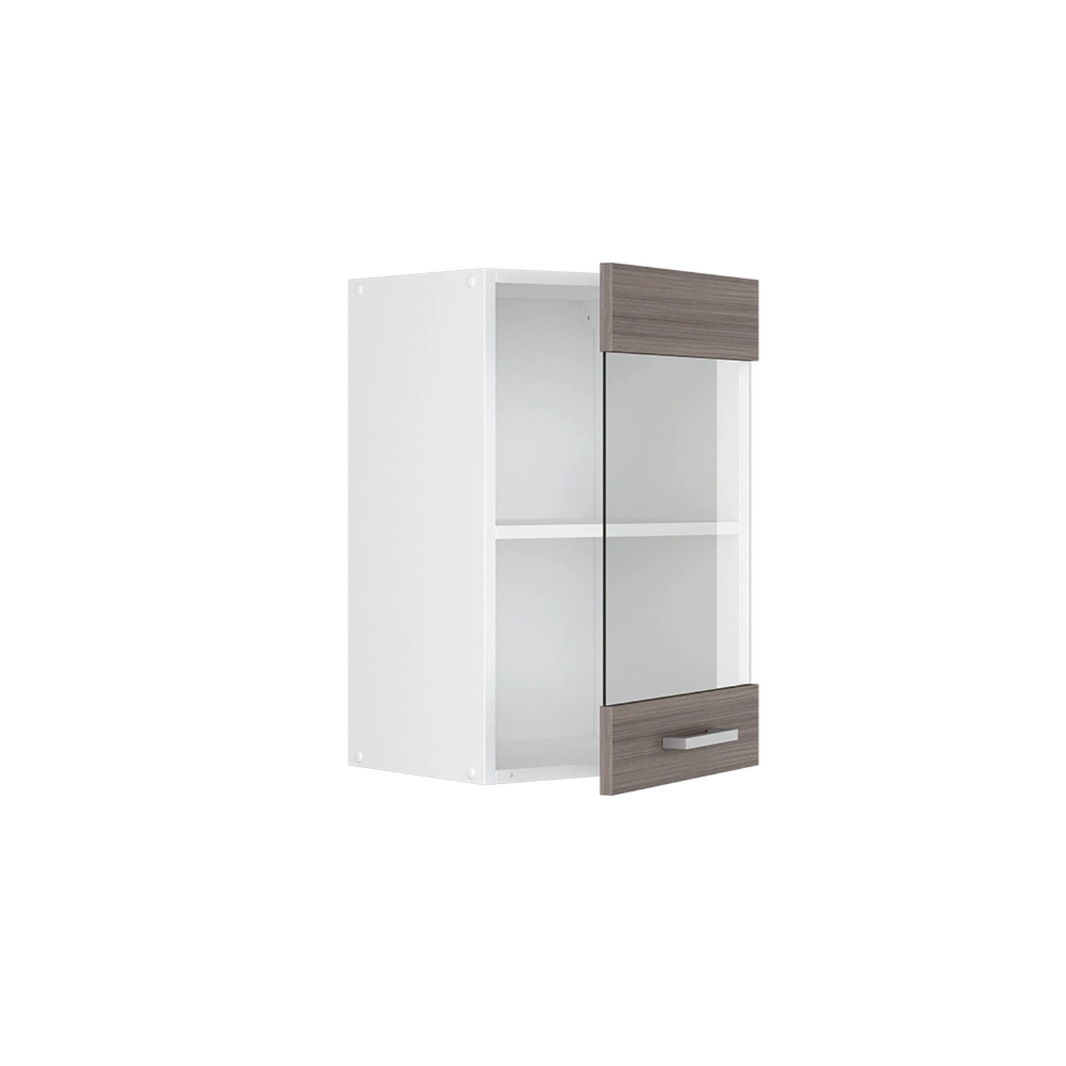 Vicco Küchenglasschrank R-Line, Hängeschrank in Grau/Weiß, 40 cm breit.