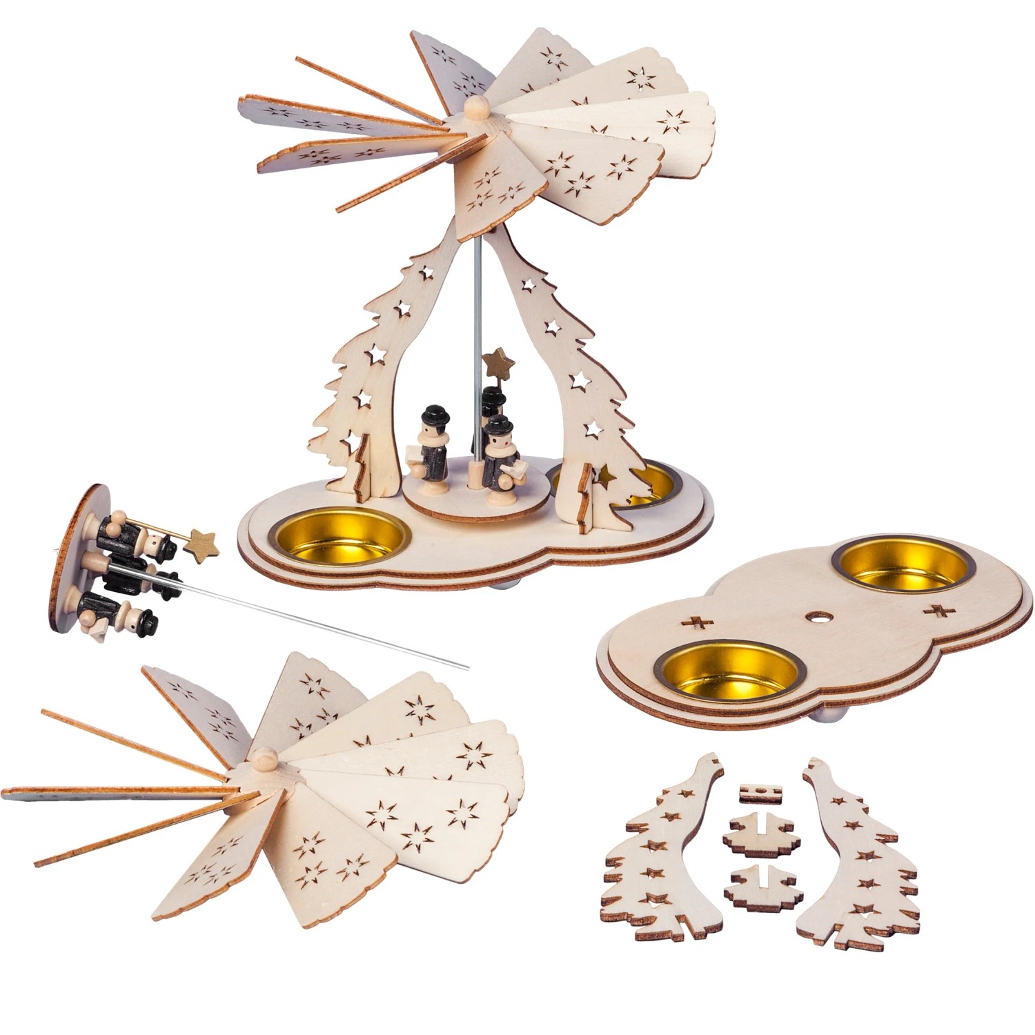HGD Bastel-Set Teelicht-Pyramide aus Holz ca. 16 cm Höhe