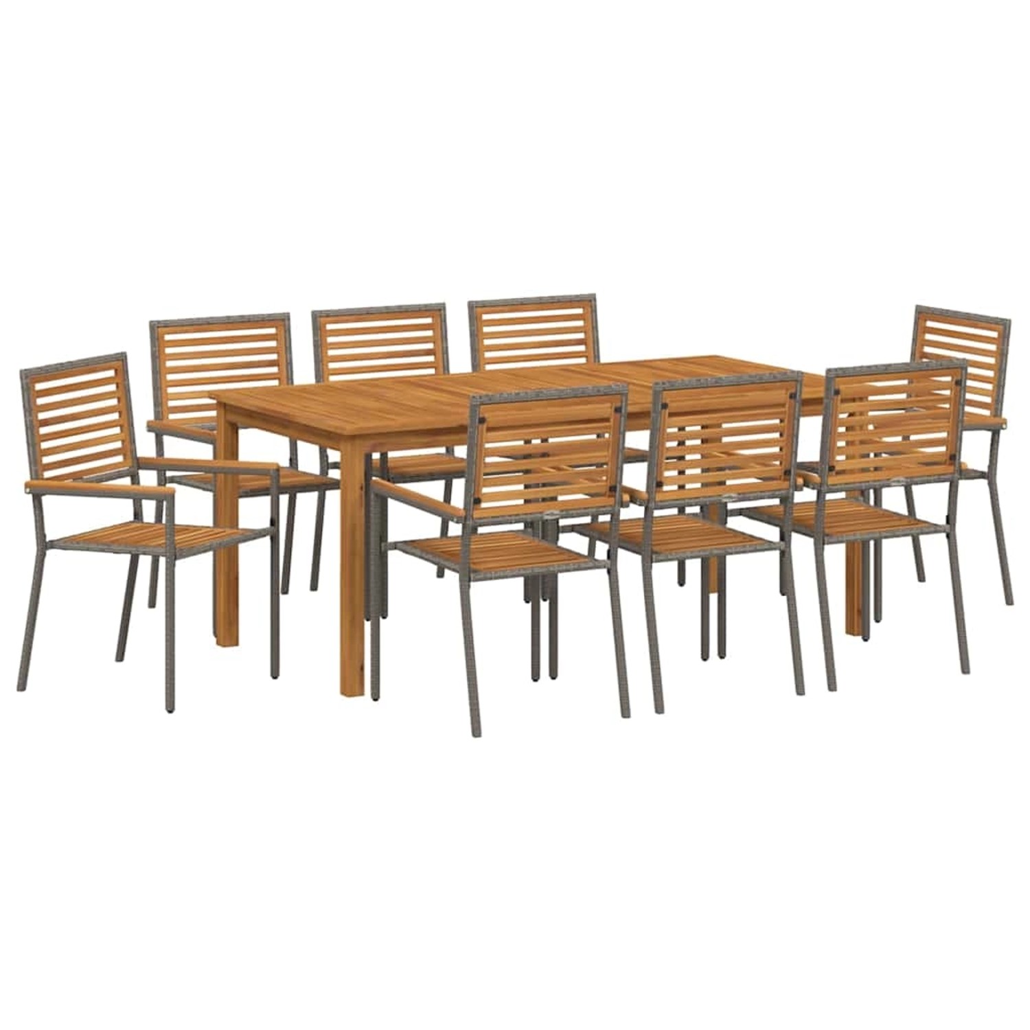 vidaXL Garten Essgruppe 9-Tlg Grau Poly Rattan 3365545 günstig online kaufen