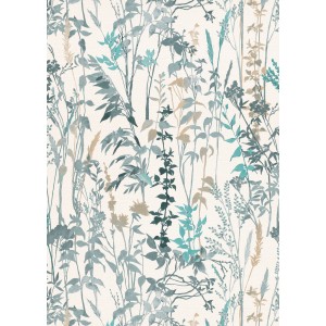 Erismann Vliestapete Casual Chic mit Blumenwiese in Türkis und Blau.