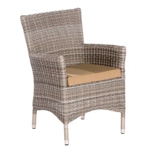 Merxx Teneriffa Sessel 2er-Set mit Auflagen, graues Kunststoffgeflecht.