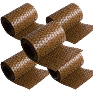 NYVI Polyrattan Sichtschutzstreifen, 5 Rollen, hellbraun, für Zaunbau & Sichtschutz.
