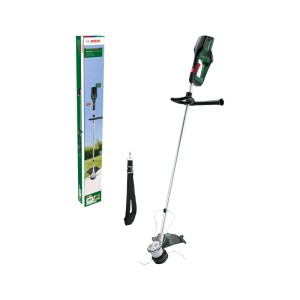 Bosch Akku-Rasentrimmer AdvancedGrassCut 36V-33 Solo, grün-schwarz, mit Verpackung und Schultergurt.