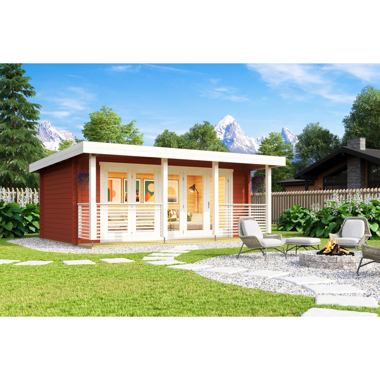 Lasita Gartenhaus Liverpool 1 Schwedenrot 550 cm x 300 cm