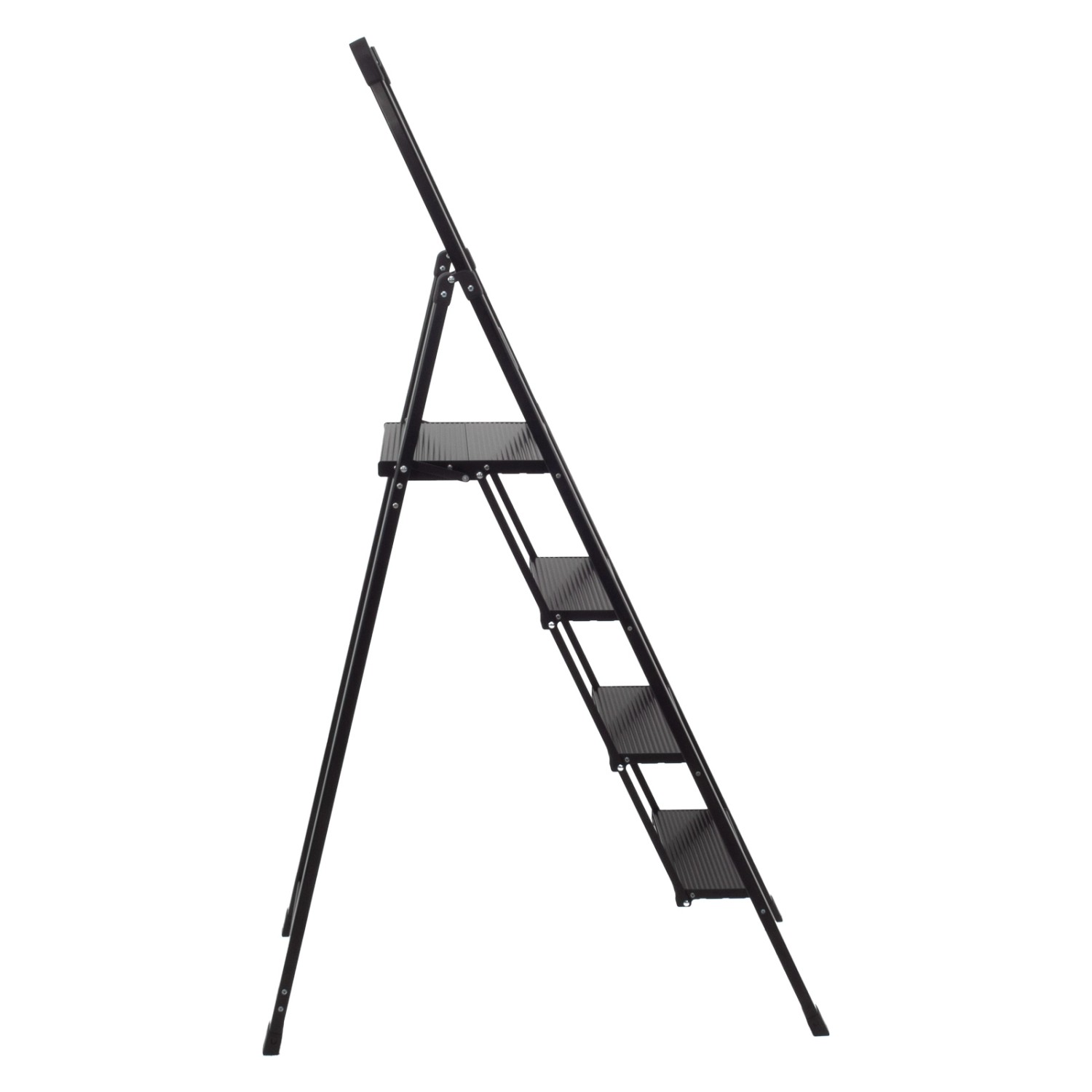 TRUTZHOLM Alu Trittleiter 4 Stufig Klappbar mit Handlauf 150kg Schwarz_2