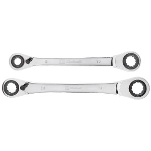 Einhell Doppel-Ratschenringschlüssel-Set, 2-teilig, mit Schlüsselweiten 8-19 mm.