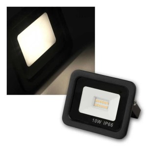 Schwarzer McShine LED Außenstrahler SLIM 10W IP66 aus Aluminium, leuchtet neutralweiß. Ideal für Lampen & Leuchten.