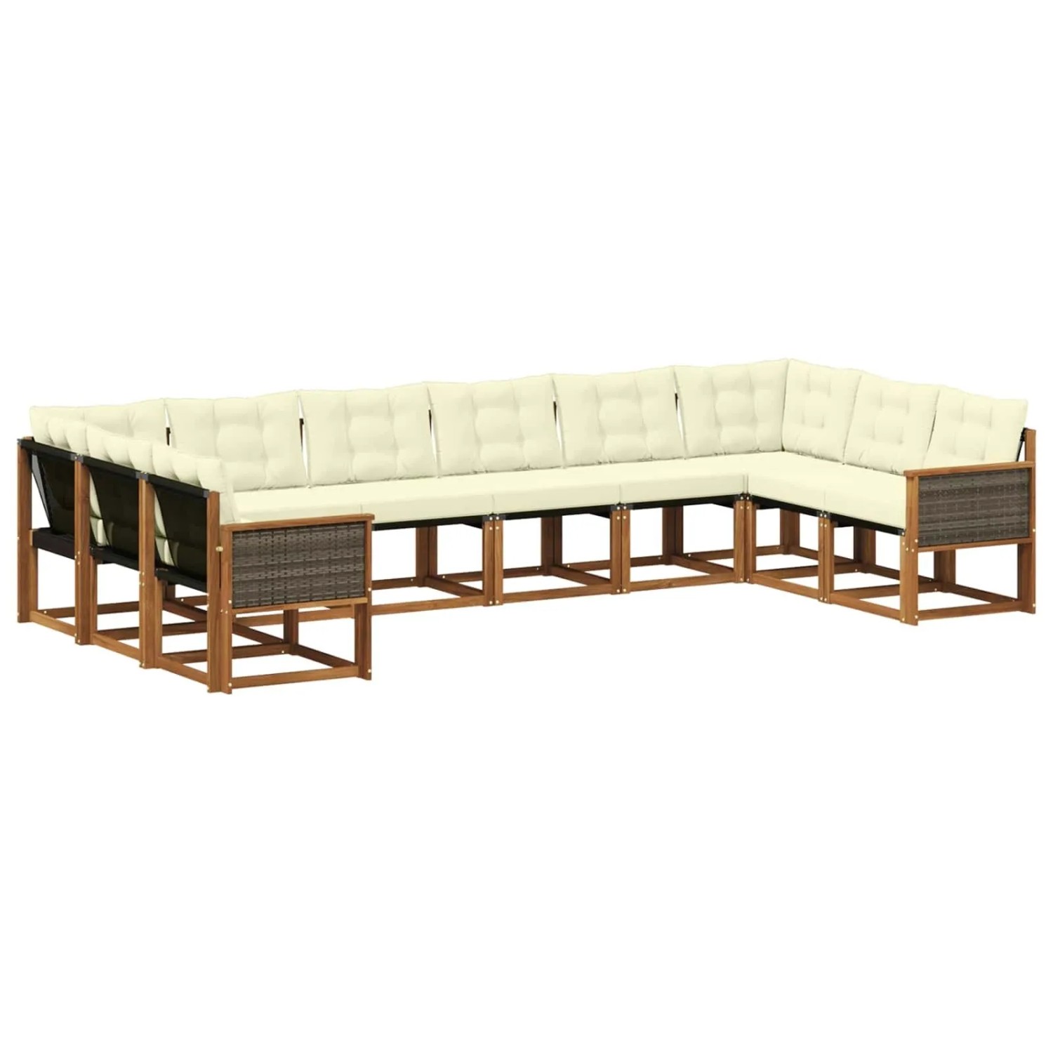 vidaXL Outdoor-Sofagarnitur mit Kissen 10 Stk Natur und Creme 3382234