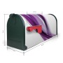Grüner US Briefkasten mit violettem Motiv, 48x22x16cm, Stahl pulverbeschichtet.
