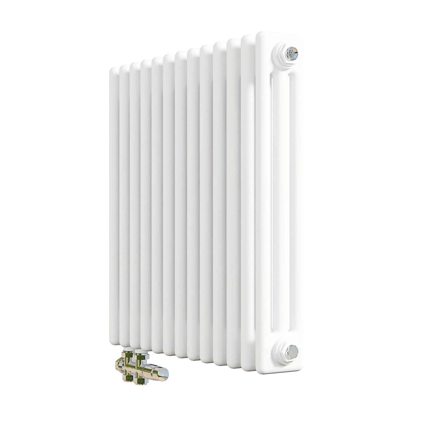 AICA Traditioneller Heizkörper 600 x 605 mm Gusseisenstil 3 Spalten mit Seitenanschluss Weiß 934W