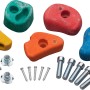 SwingKing Klettersteine, 5 bunte Klettergriffe mit Befestigungsmaterial für Gartenspielgeräte.