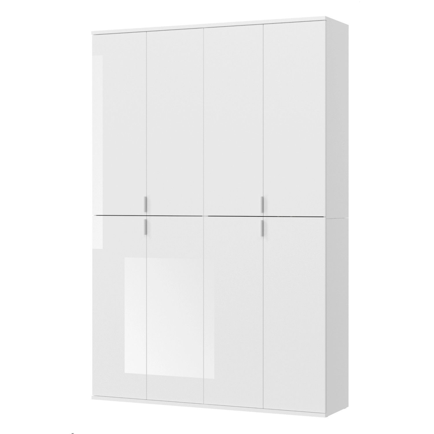 Inn.Furn Schuhschrank Weiß Hochglanz 122 cm mit 18 Fächern SystemX