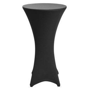 Schwarze Beautissu Stretch Stehtischhusse für Bistrotische, eng anliegend, mit verstärkten Füßen. Wohntextil.