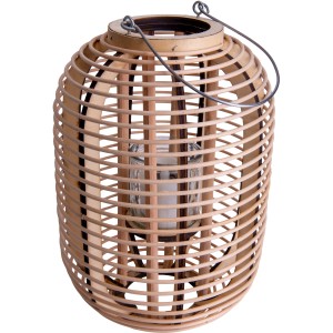 Näve Dekoleuchte Korb Natur, 32,5 cm, mit LED-Solar-Kerze für den Garten.