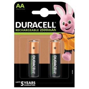 2er-Pack Duracell Recharge Ultra AA Batterien, 2500 mAh, wiederaufladbar.