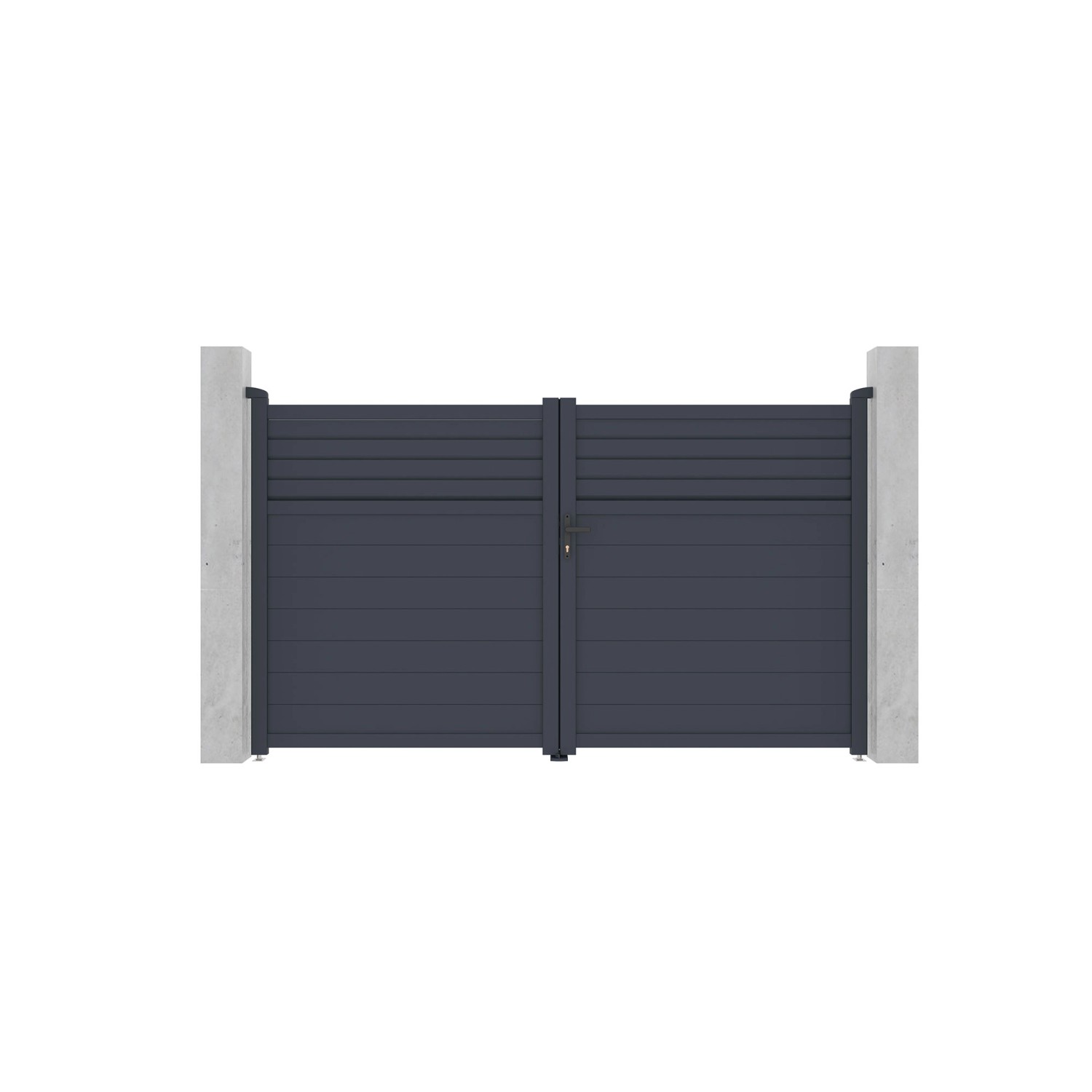 Casanoov Flügeltor 3M Carpatia H 180Cm & 2 Pfosten H 190Cm Aluminium Grau günstig online kaufen