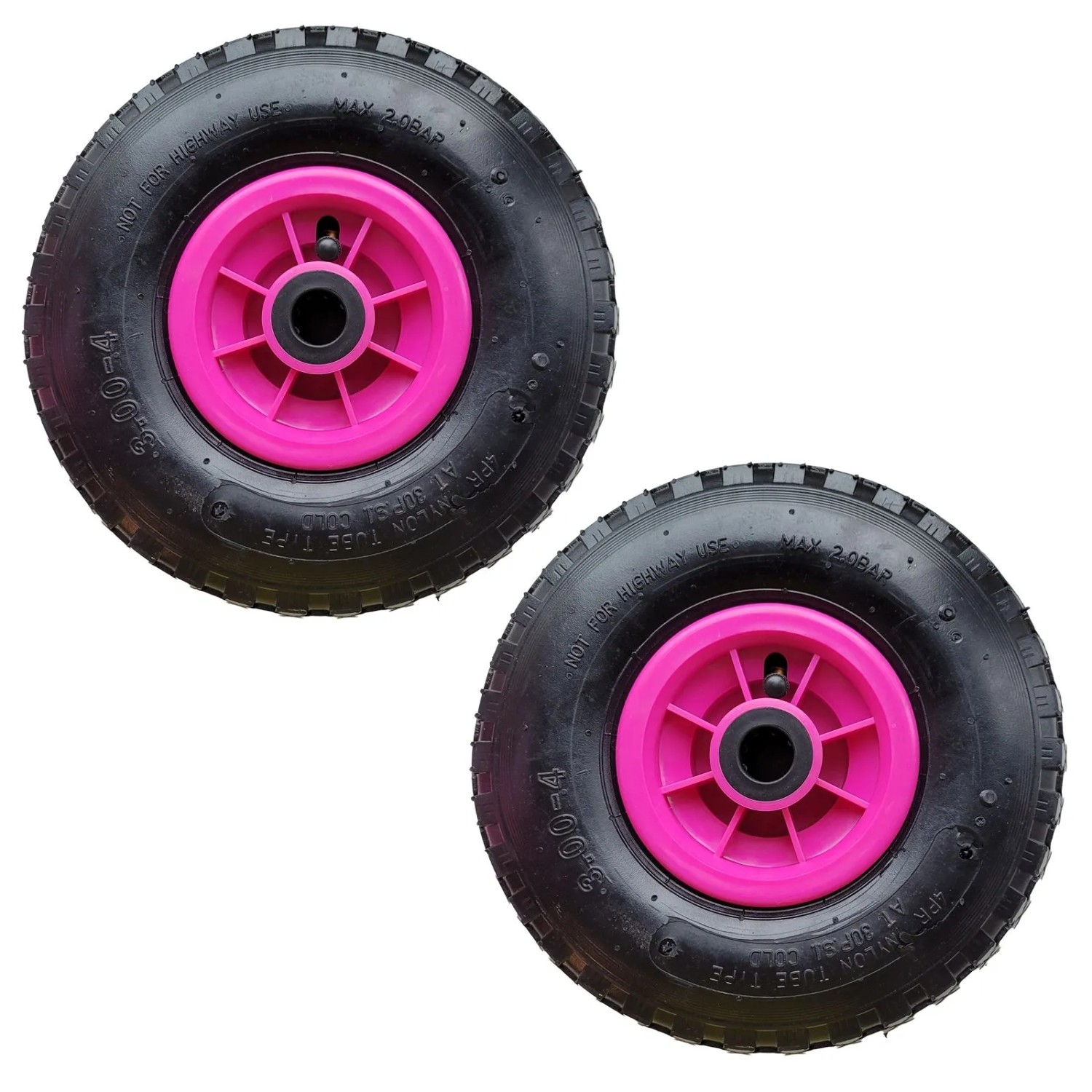 TRUTZHOLM 2x Sackkarrenrad 260x85mm 3.00-4 Luftrad Nabenlänge 75mm 4PR Pink