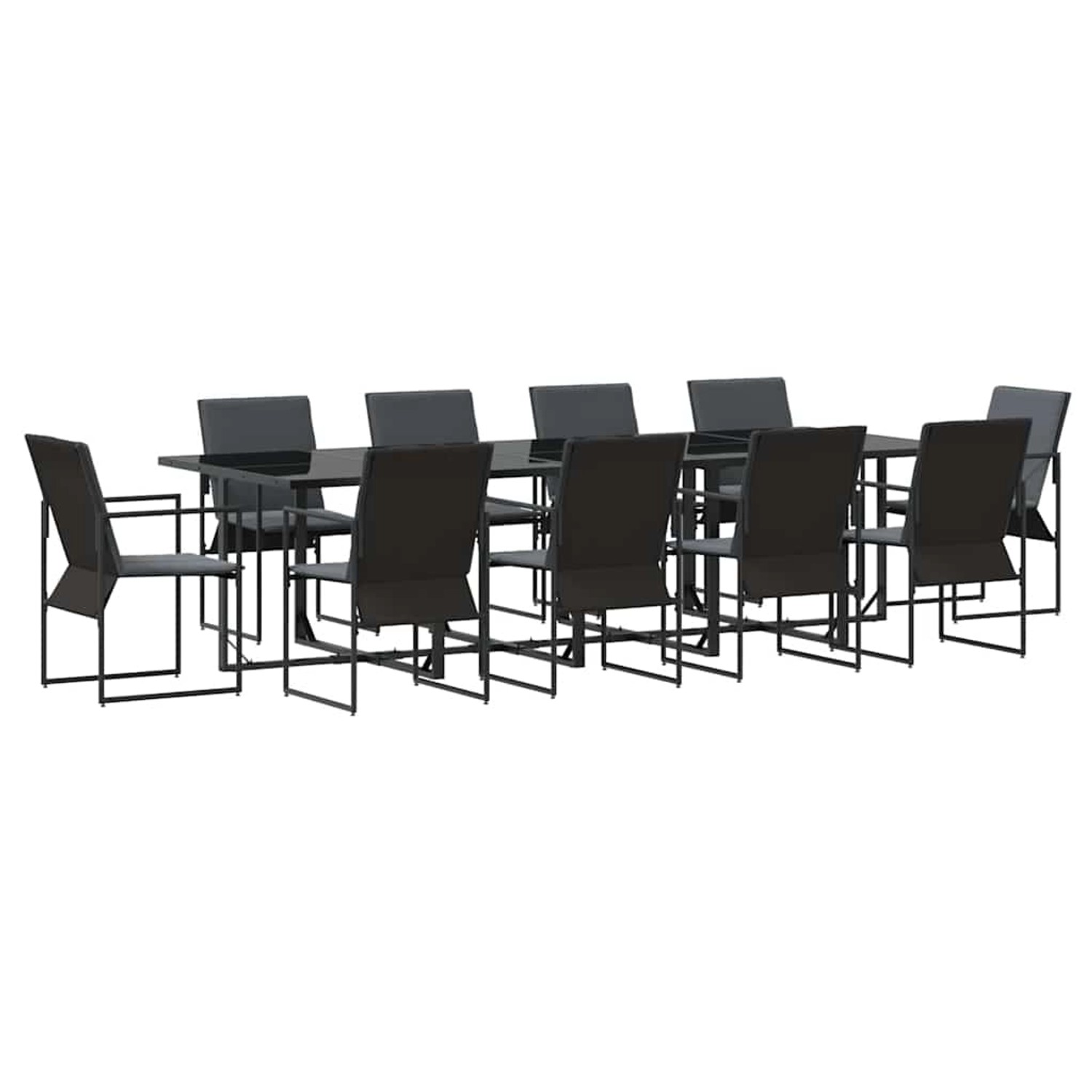 vidaXL Garten Essgruppe 11-Tlg Schwarz Stahl 3335861 günstig online kaufen