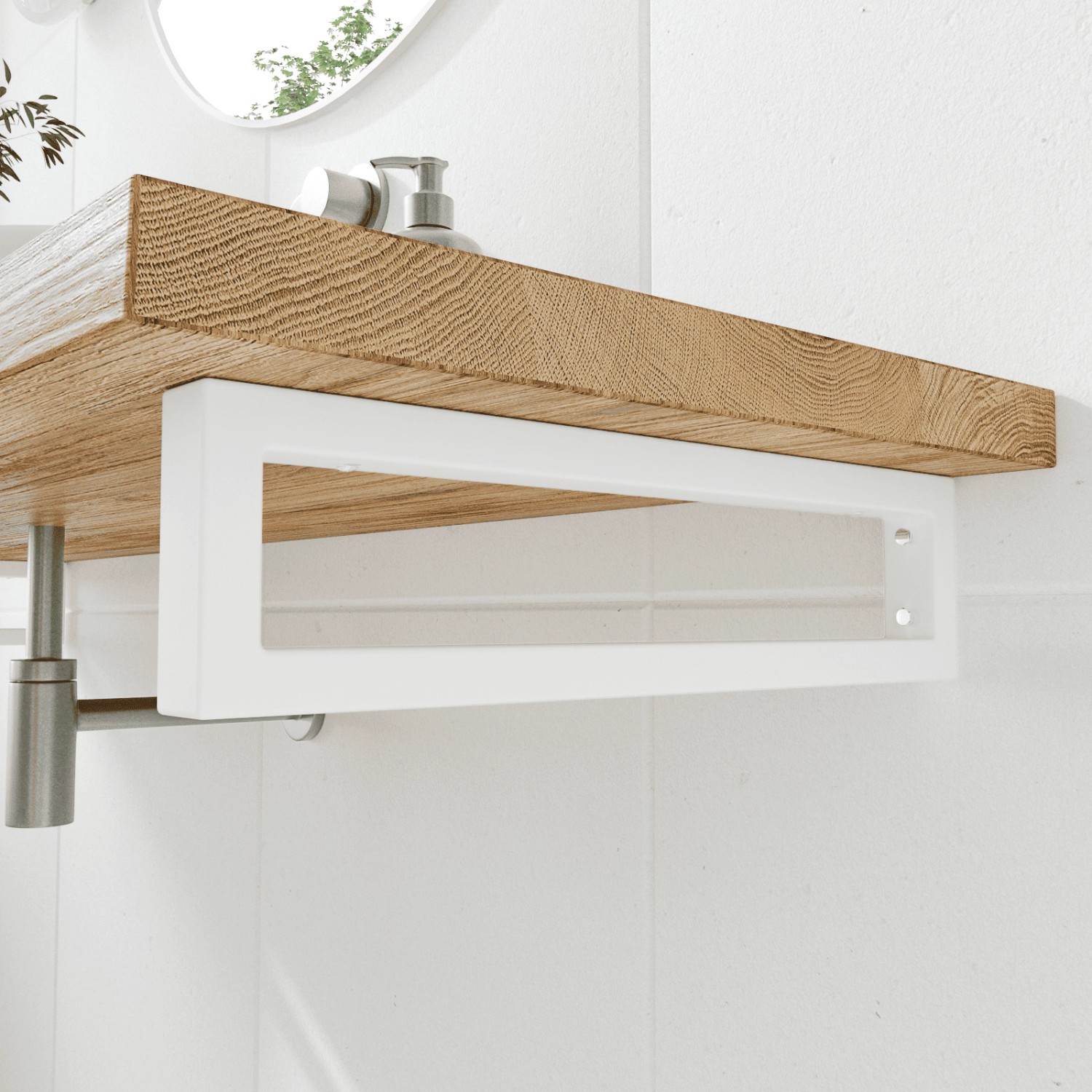 HEVVA Waschtischhalterung RHEIN 10 cm Hoch 40 cm Tief 2er Set Weiß_3