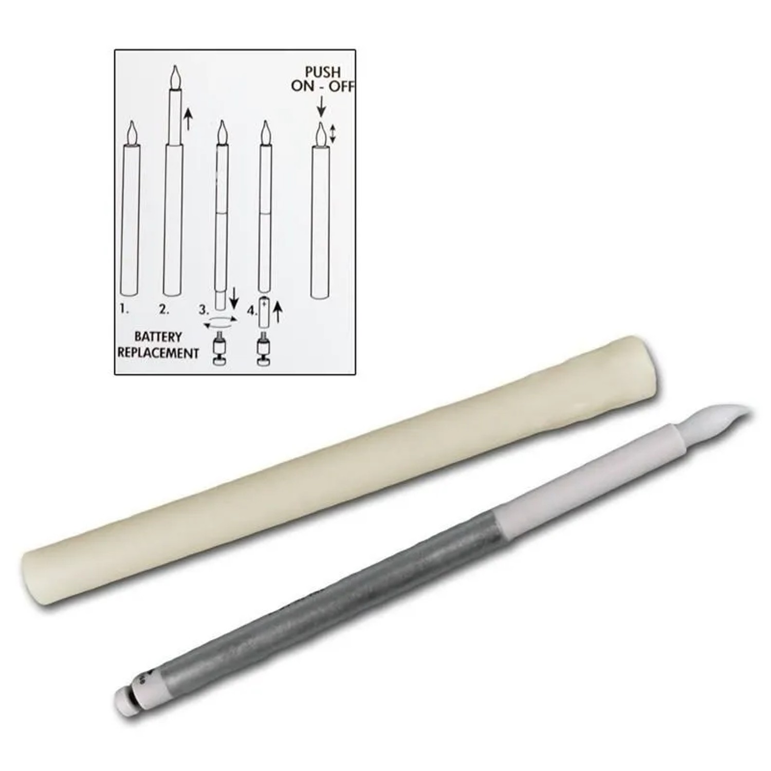 Star Trading 2er Set LED Stabkerzen Beige Schalter per Flamme