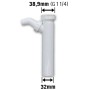 Weißes Verstellrohr 38,9 mm (G 1 1/4) für Siphonverlängerung mit Abzweig.