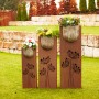 Ferrum Art Design Säulen-Set Stone, 3 Pflanzsäulen in Rostoptik mit Kalkbetontöpfen als Gartendeko.