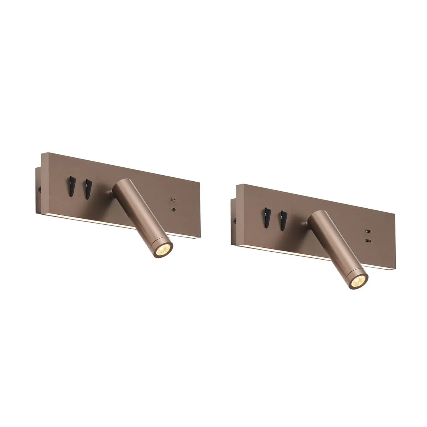 QAZQA 2er Set Moderne Wandleuchten DunkelBronze Verstellbar mit USB C inkl  LED Modric