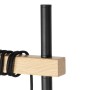 Detailaufnahme der QAZQA Land Stehlampe Chon: Schwarz, Holz, rustikaler Look.