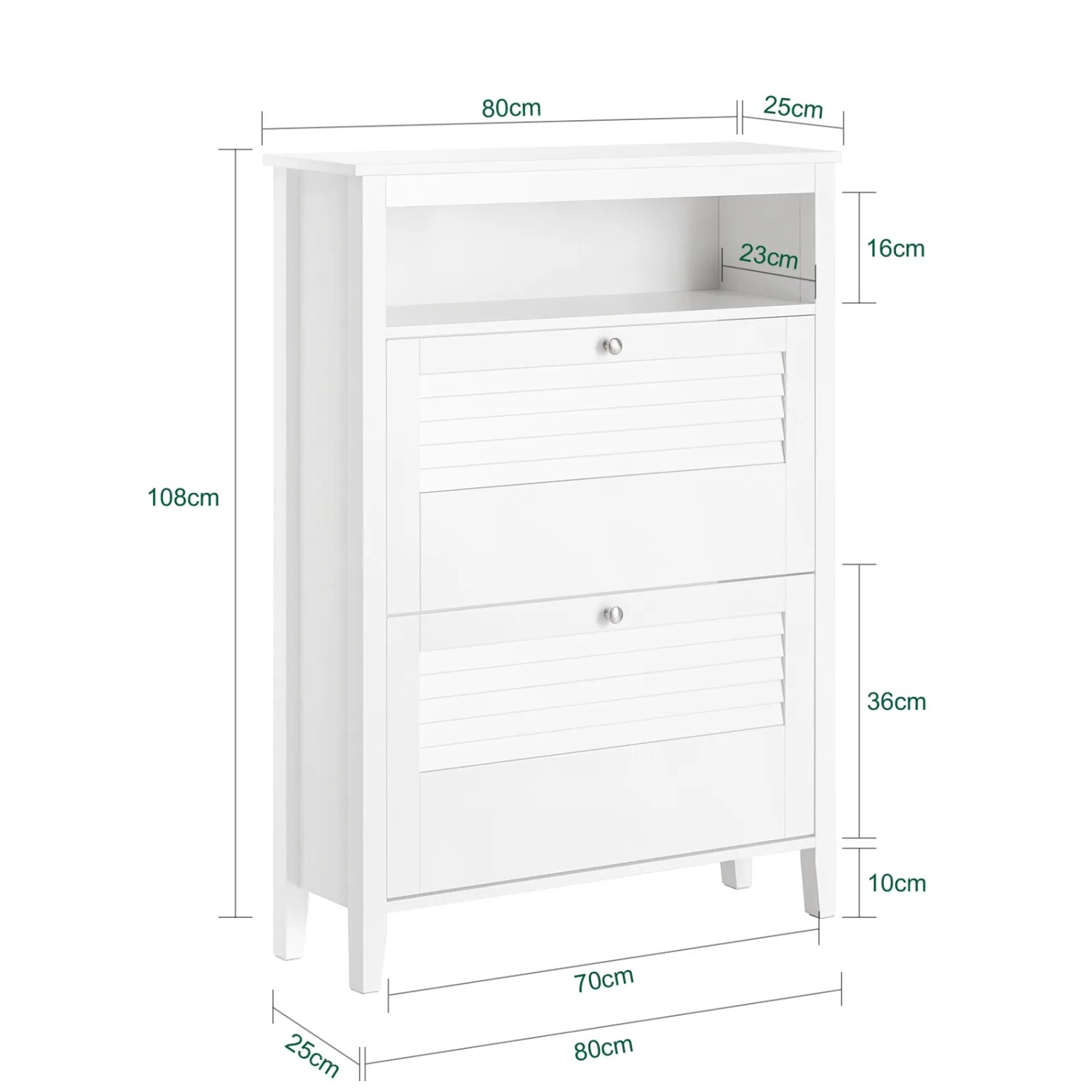 SoBuy Schuhkipper Schmal Schuhschrank mit 2 Klappen für Diele Weiß FSR152-W_4