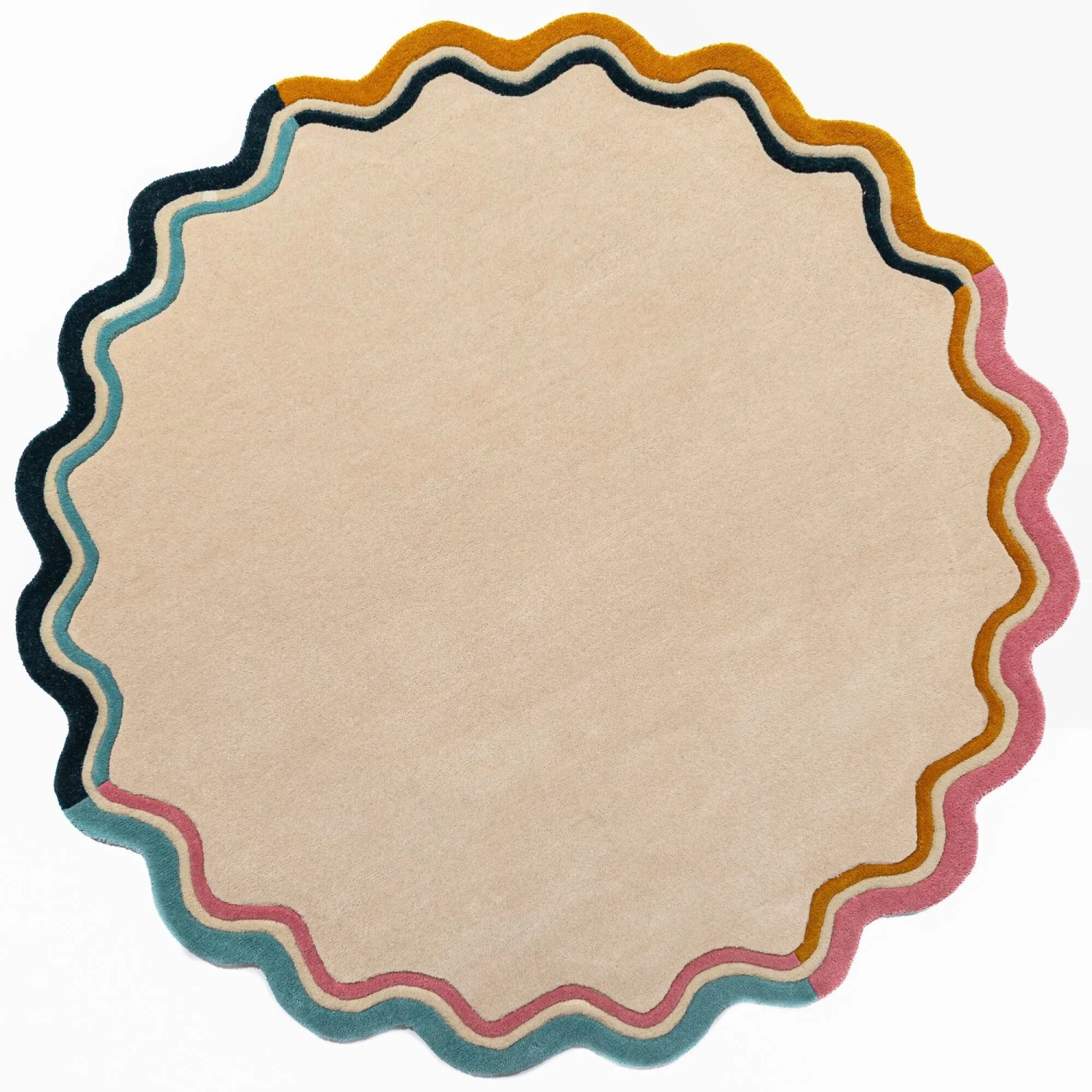 Flair Rugs Wollteppich Leo Border Ø 180 cm Mehrfarbig