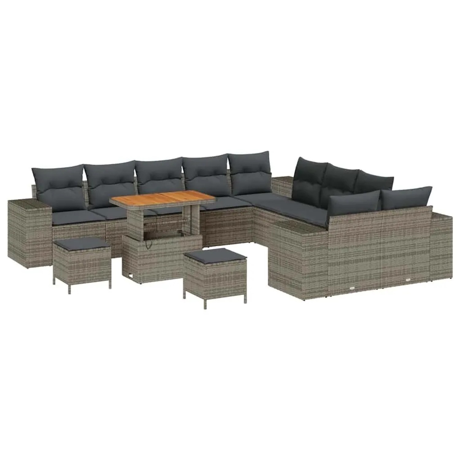 vidaXL Gartensofa-set mit Kissen 13-Tlg Grau Poly-Rattan 3364018 günstig online kaufen