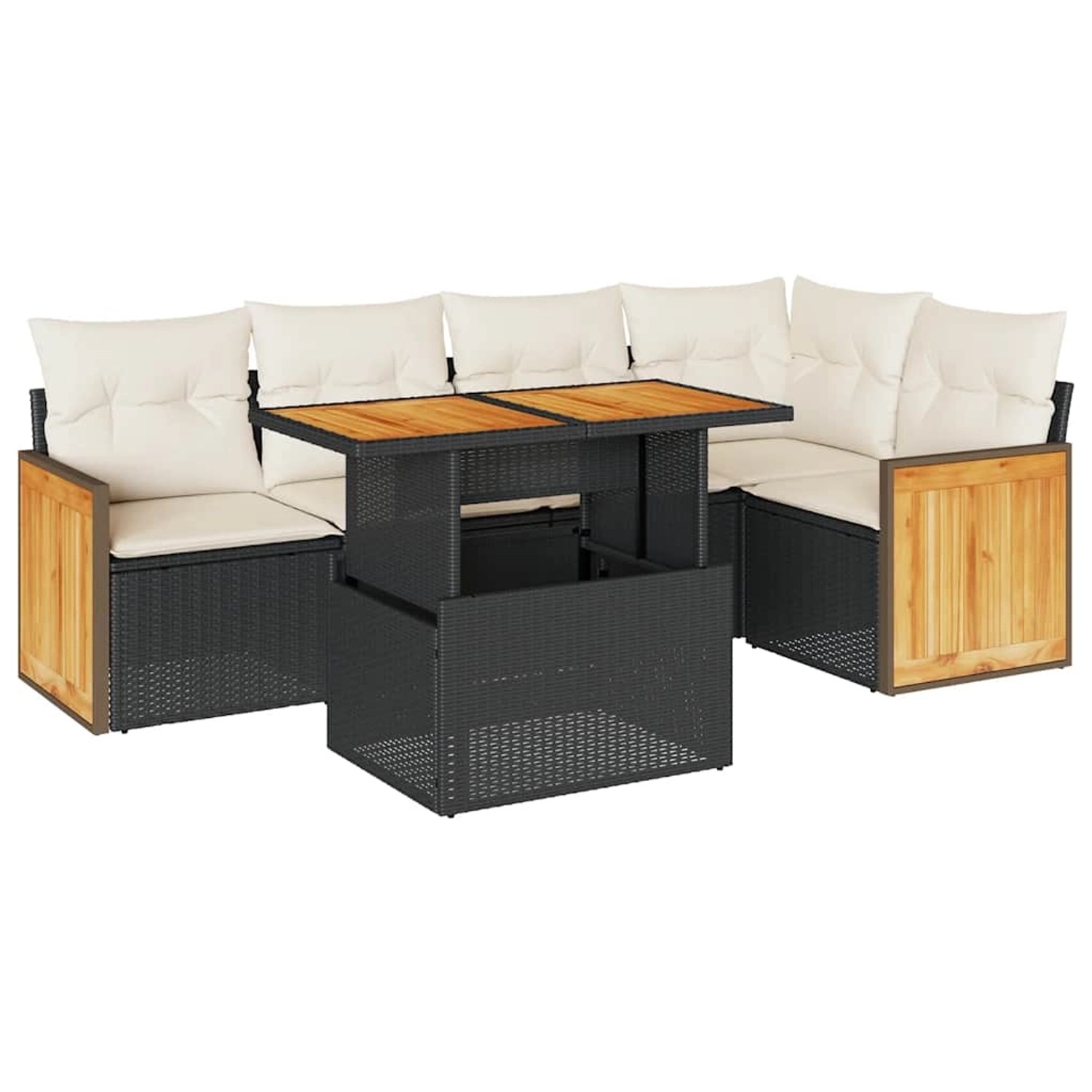 vidaXL 6-Tlg Garten-Sofagarnitur mit Kissen Schwarz Poly Rattan 3327710 günstig online kaufen
