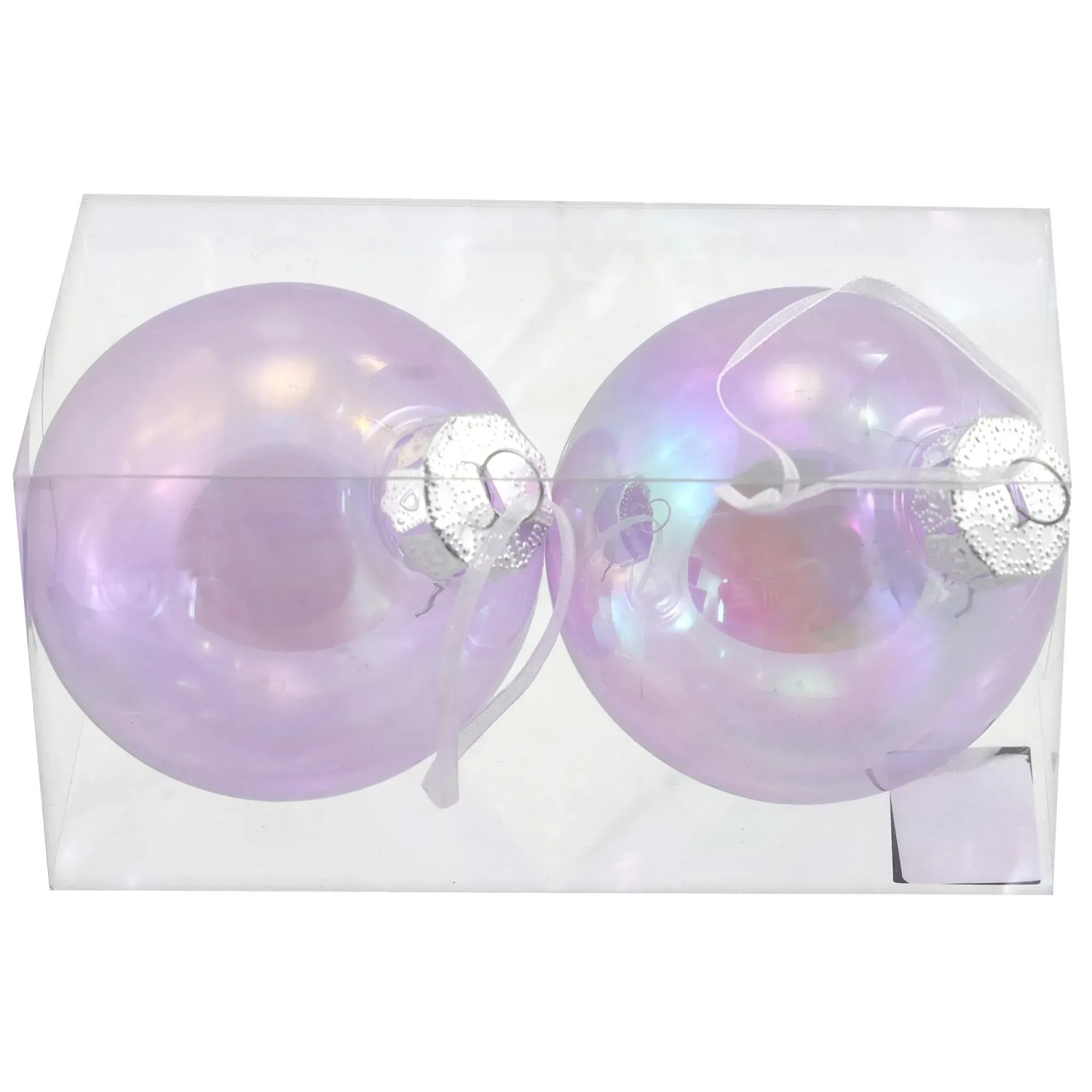 Weihnachts-Deko Kugeln zum Hängen aus Acryl Irisierend Ø 8 cm Weiß 2 Stück