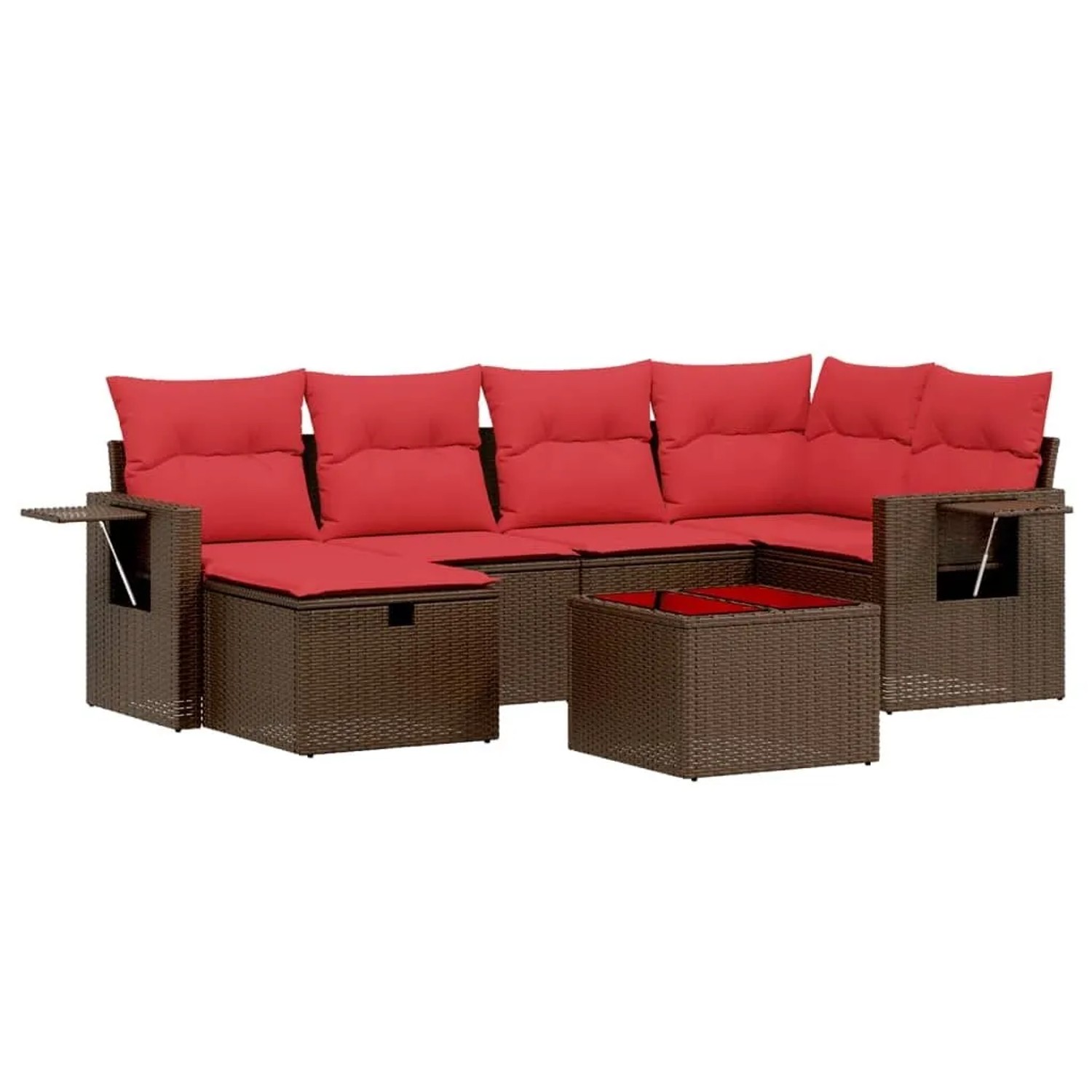 vidaXL 7-Tlg Gartensofa-Set mit Kissen Braun Polyrattan 3263810 günstig online kaufen