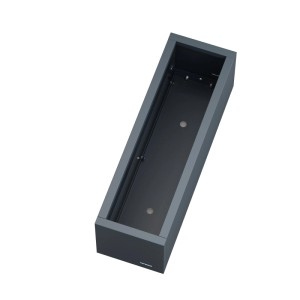 Anthrazitfarbener Herstera Garden Metall-Pflanzkübel Cube, 25x80x25 cm, aus Stahl, mit Drainage.